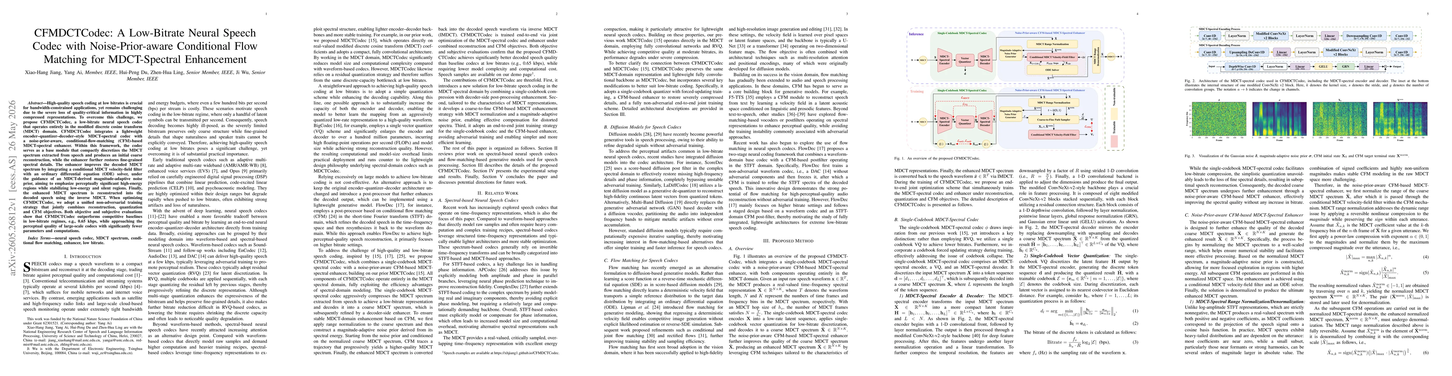 Thumbnail for CFMDCTCodec: A Low-Bitrate Neural Speech Codec with Noise-Prior-aware Conditional Flow Matching for MDCT-Spectral Enhancement