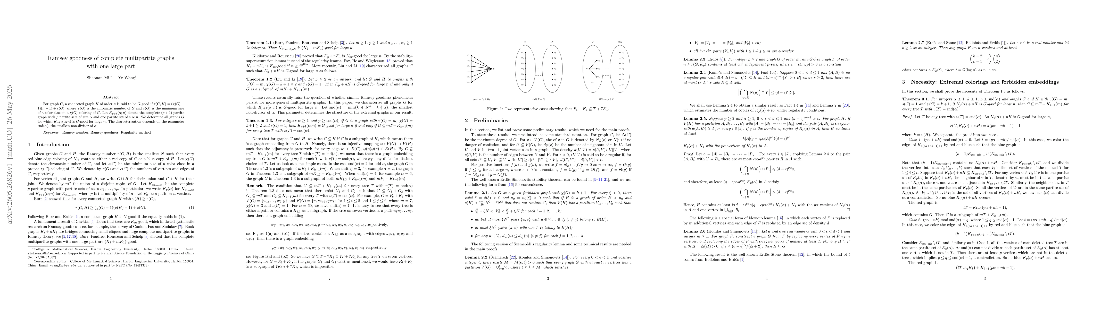 Thumbnail for Ramsey goodness of complete multipartite graphs with one large part