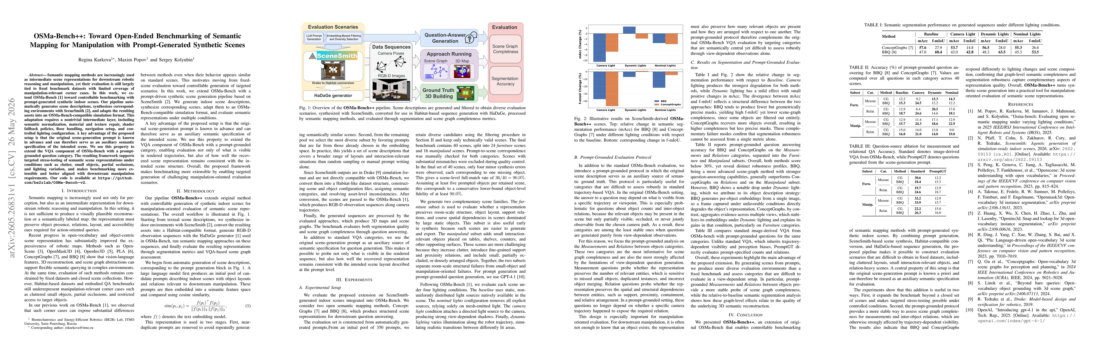 Thumbnail for OSMa-Bench++: Toward Open-Ended Benchmarking of Semantic Mapping for Manipulation with Prompt-Generated Synthetic Scenes