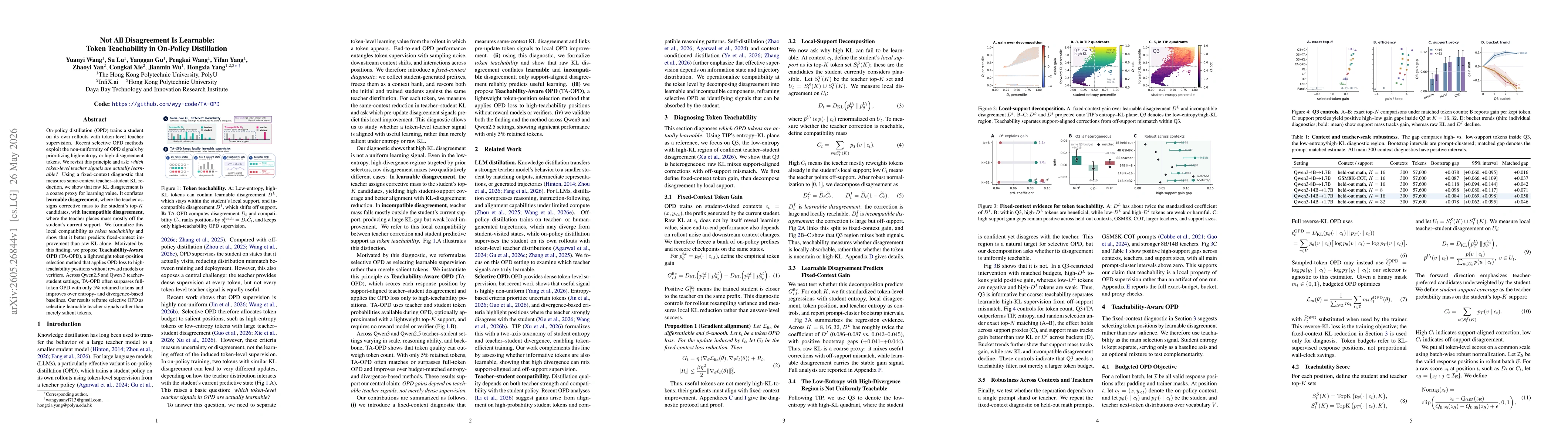 Thumbnail for Not All Disagreement Is Learnable: Token Teachability in On-Policy Distillation