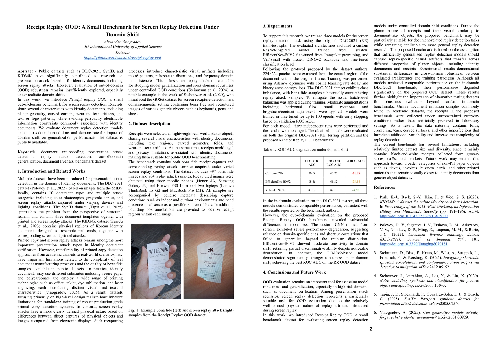 Thumbnail for Receipt Replay OOD: A Small Benchmark for Screen Replay Detection Under Domain Shift