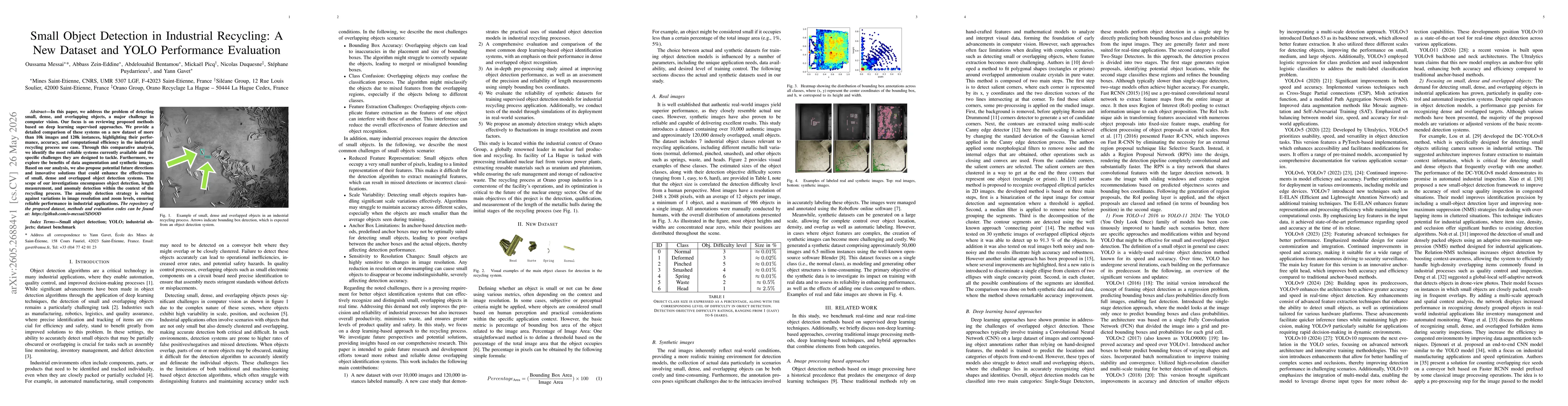 Thumbnail for Small Object Detection in Industrial Recycling: A New Dataset and YOLO Performance Evaluation
