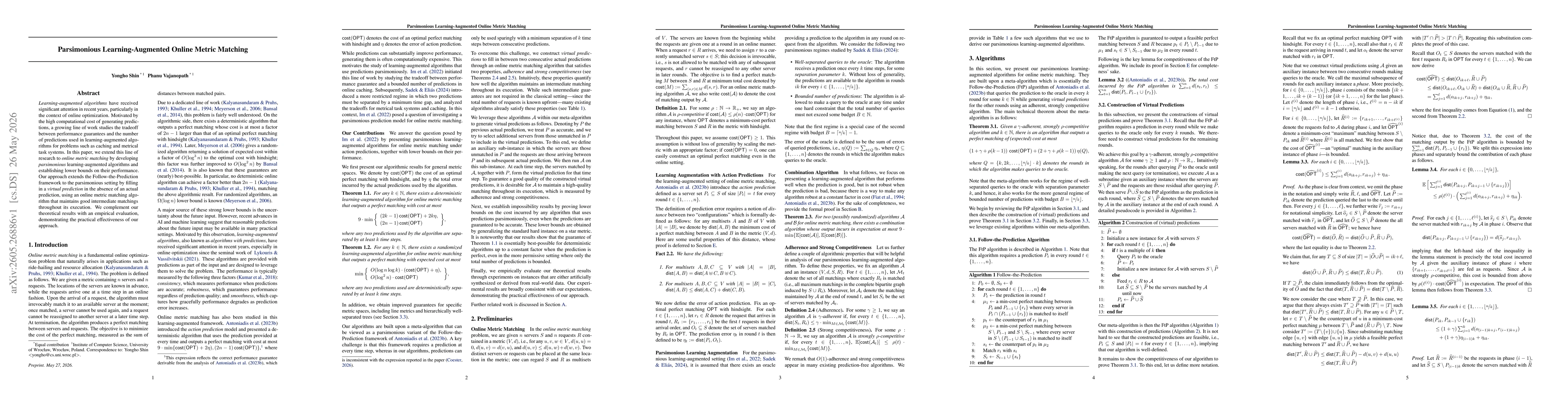 Thumbnail for Parsimonious Learning-Augmented Online Metric Matching