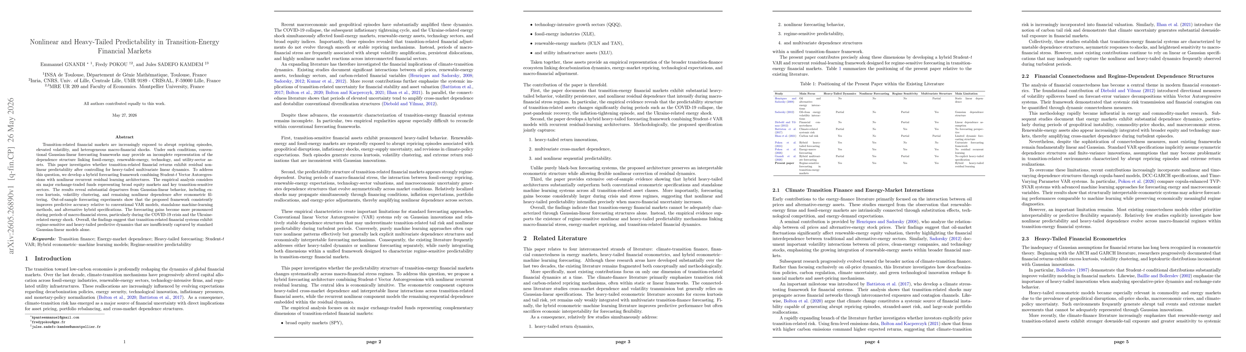 Thumbnail for Nonlinear and Heavy-Tailed Predictability in Transition-Energy Financial Markets