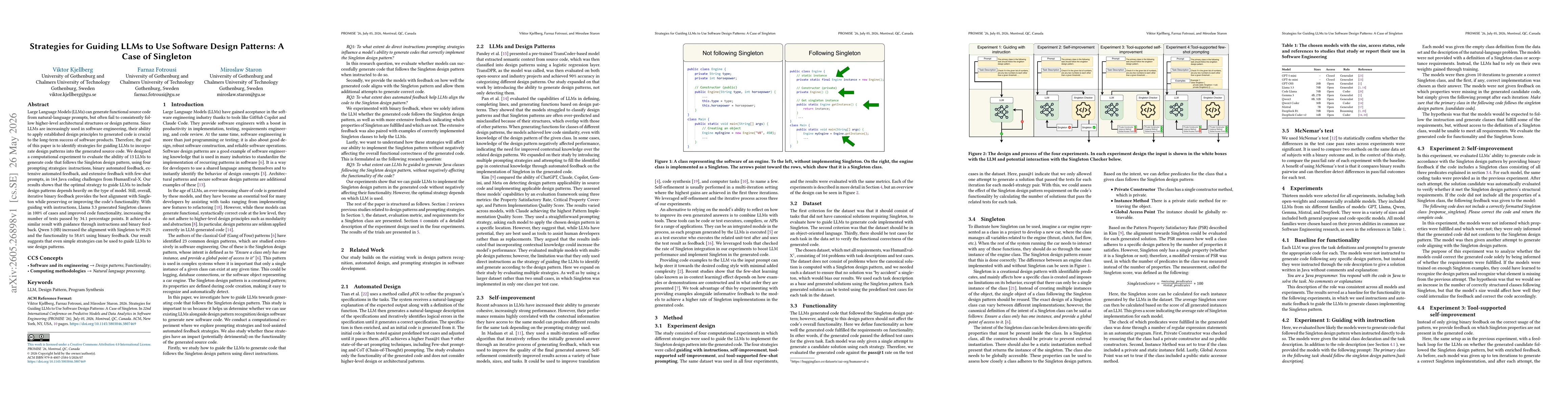 Thumbnail for Strategies for Guiding LLMs to Use Software Design Patterns: A Case of Singleton