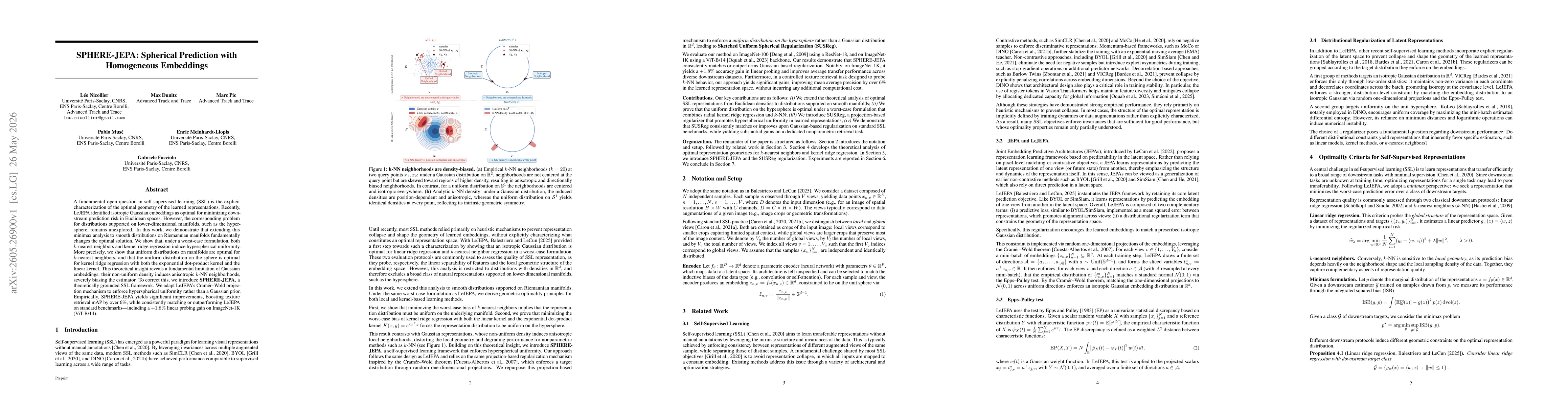 Thumbnail for SPHERE-JEPA: Spherical Prediction with Homogeneous Embeddings