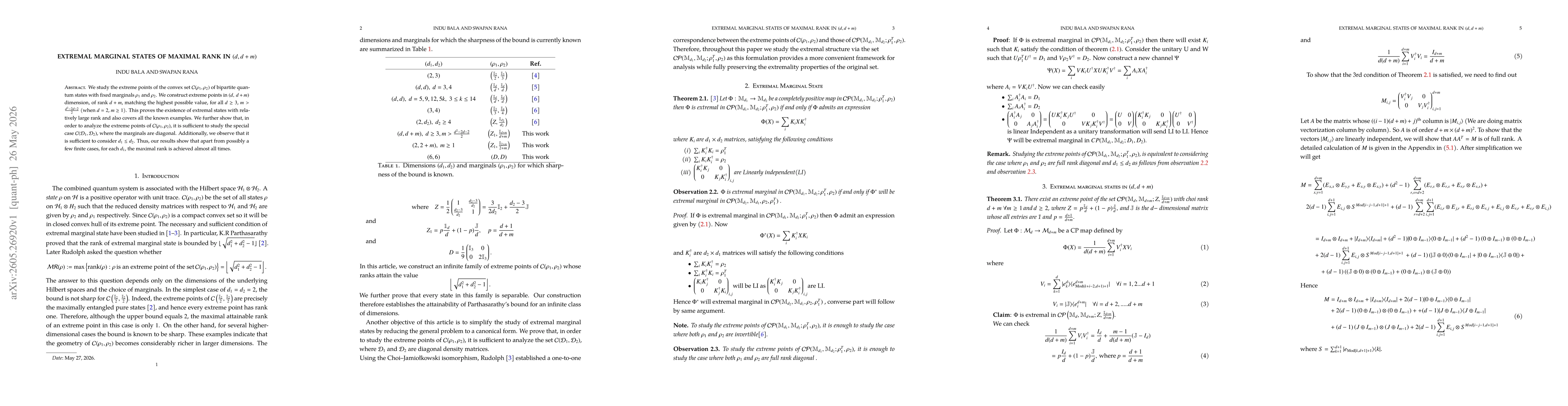 Thumbnail for Extremal Marginal States of Maximal Rank in $(d, d+m)$
