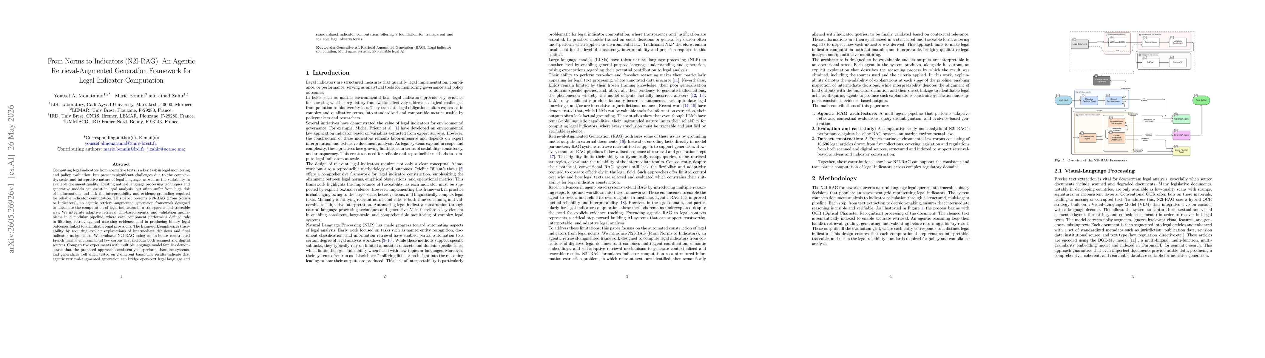 Thumbnail for From Norms to Indicators (N2I-RAG): An Agentic Retrieval-Augmented Generation Framework for Legal Indicator Computation
