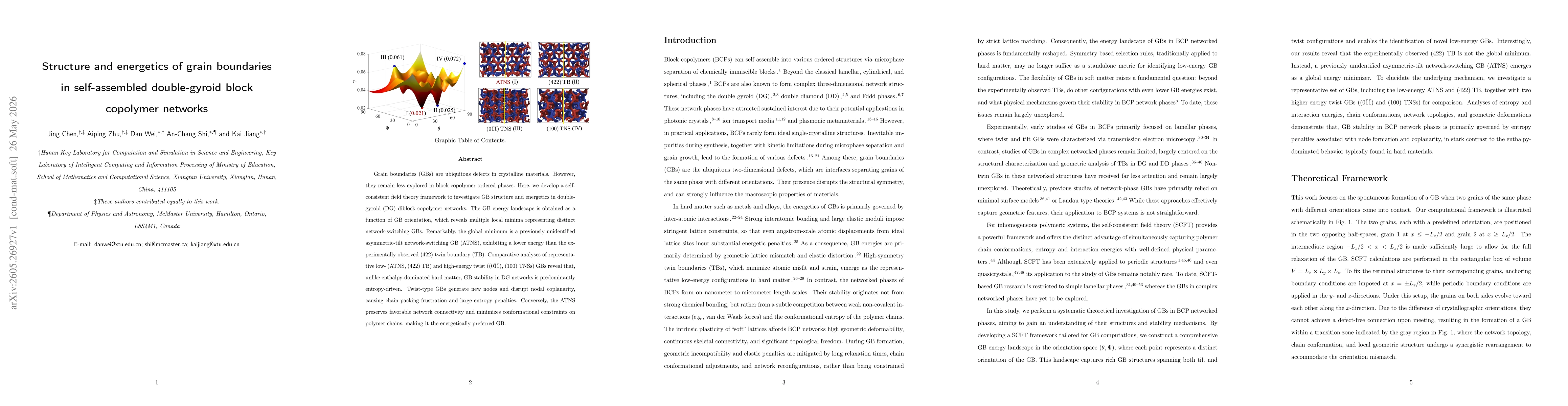 Thumbnail for Structure and energetics of grain boundaries in self-assembled double-gyroid block copolymer networks