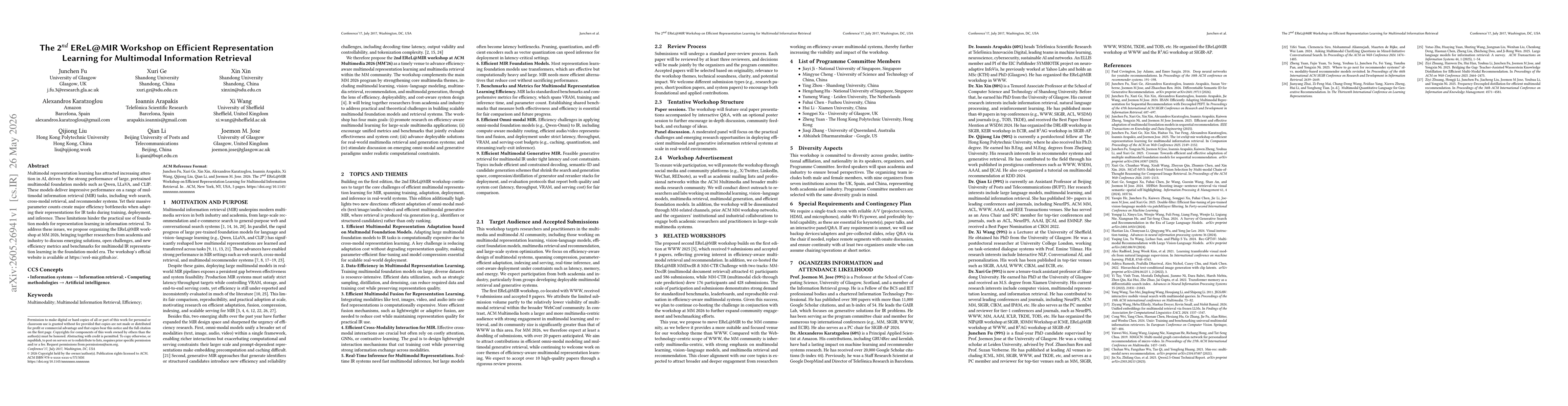 Thumbnail for The 2nd EReL@MIR Workshop on Efficient Representation Learning for Multimodal Information Retrieval