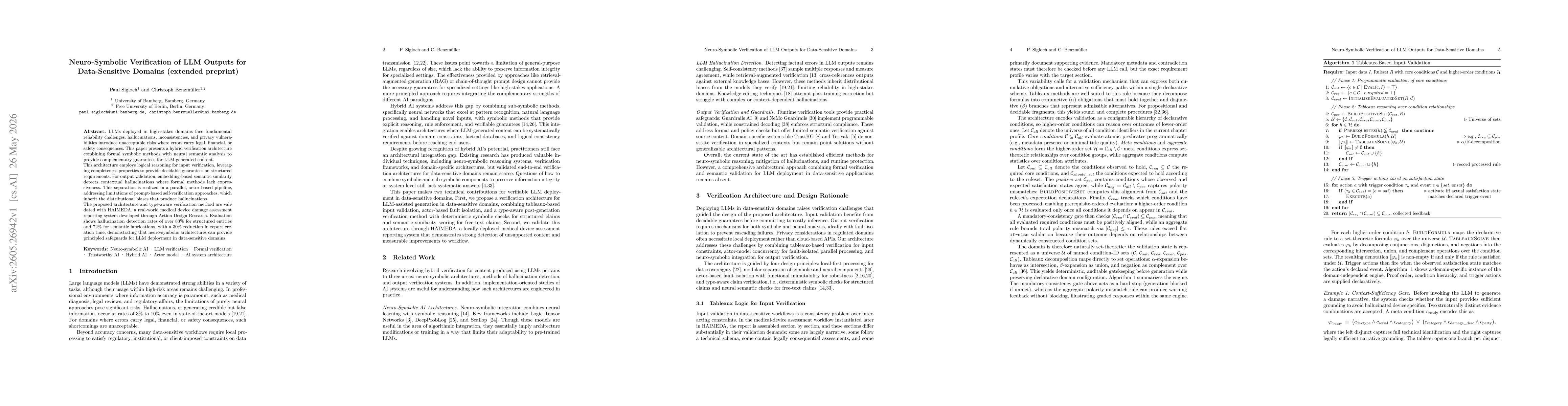 Thumbnail for Neuro-Symbolic Verification of LLM Outputs for Data-Sensitive Domains (extended preprint)