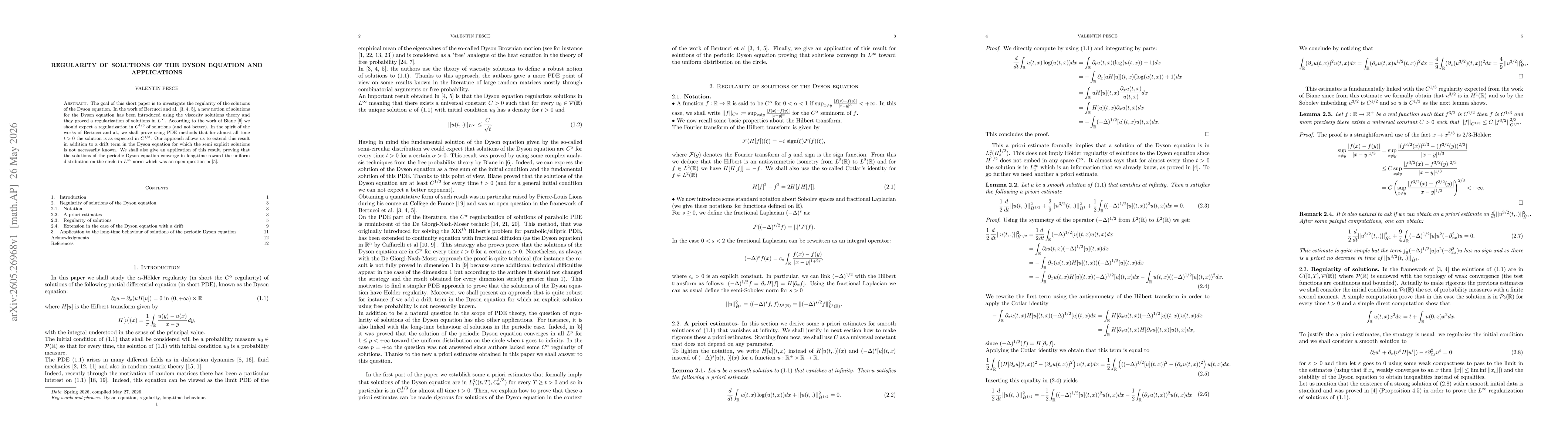 Thumbnail for Regularity of solutions of the Dyson equation and applications