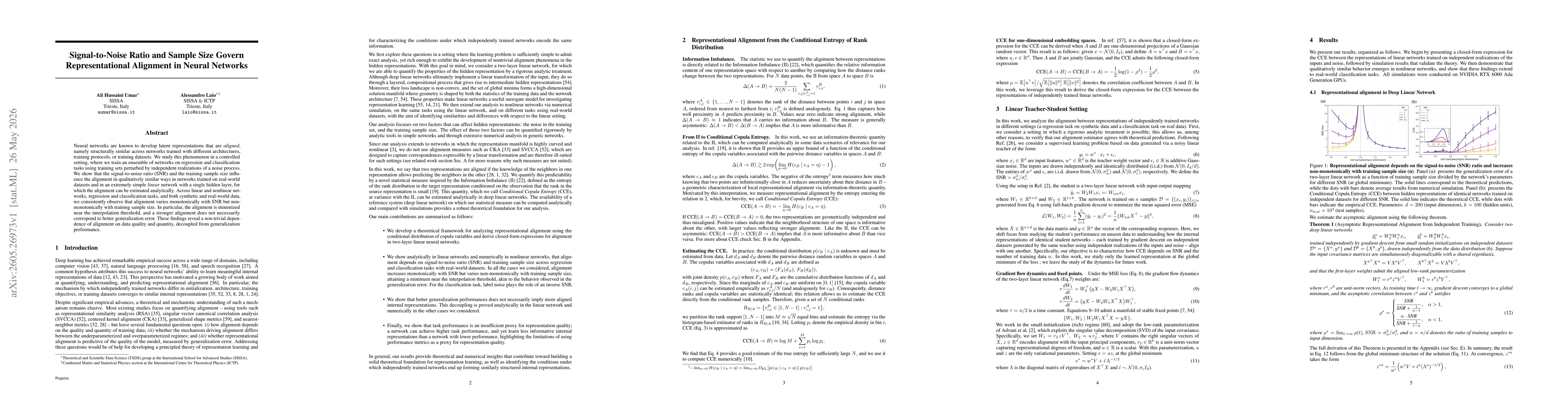 Thumbnail for Signal-to-Noise Ratio and Sample Size Govern Representational Alignment in Neural Networks