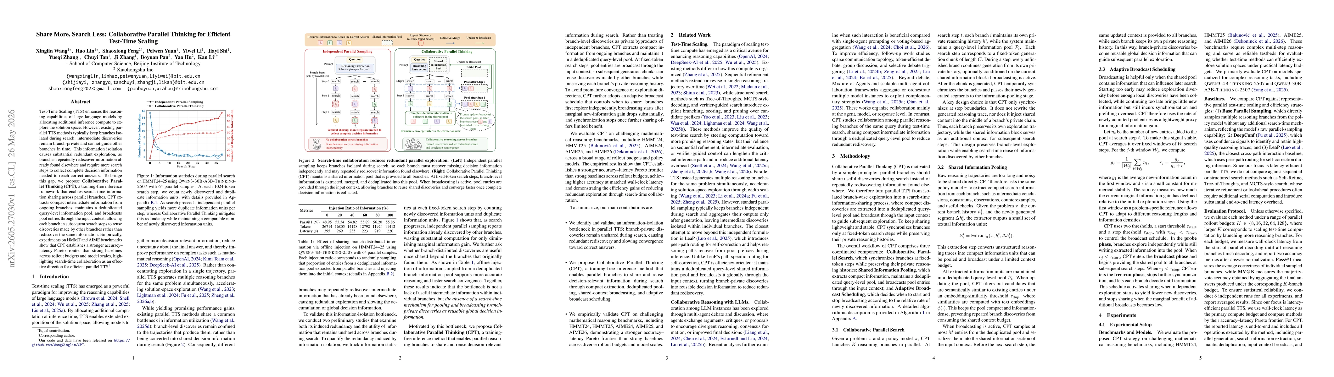 Thumbnail for Share More, Search Less: Collaborative Parallel Thinking for Efficient Test-Time Scaling