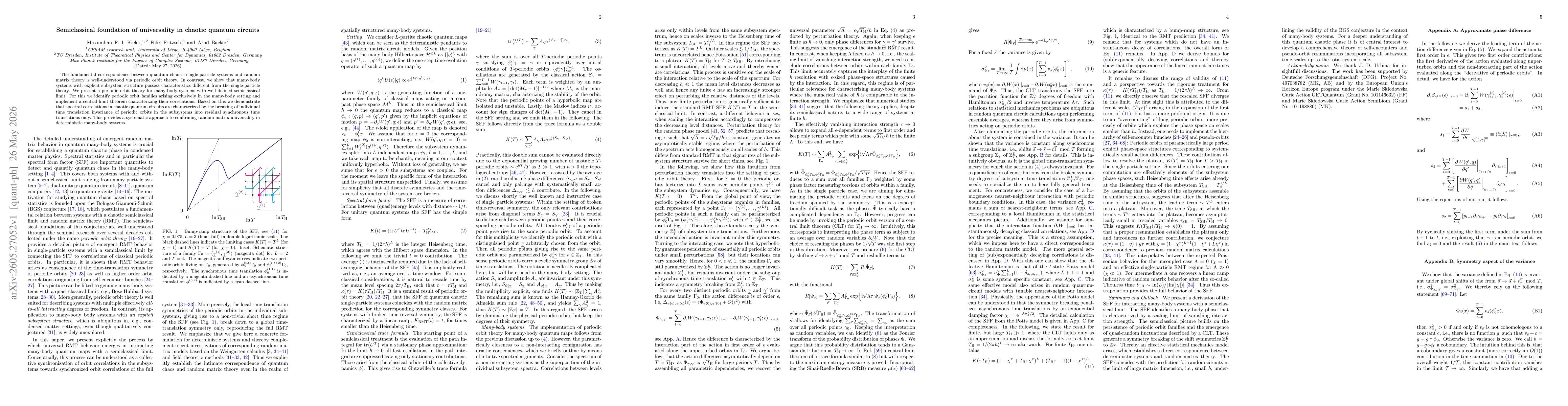 Thumbnail for Semiclassical foundation of universality in chaotic quantum circuits