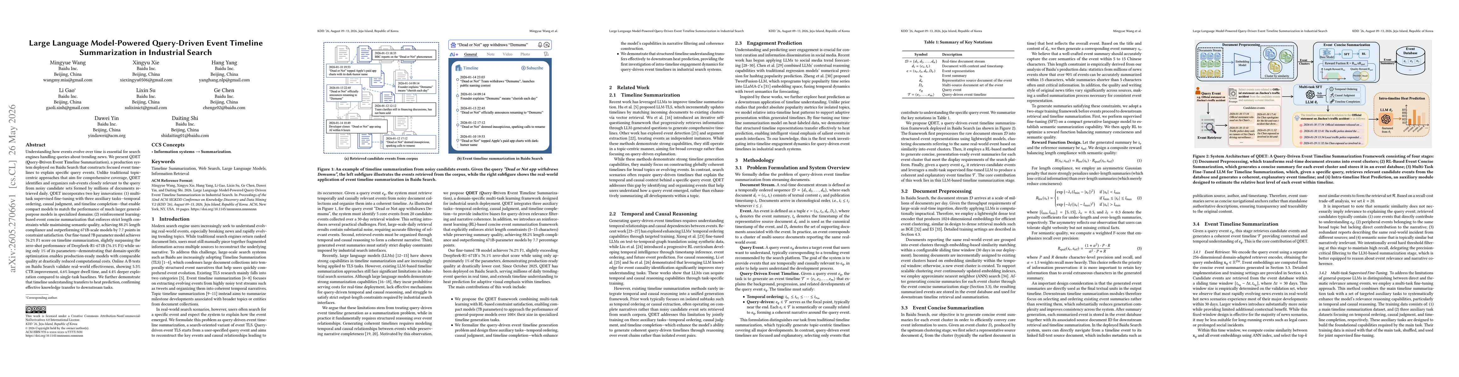 Thumbnail for Large Language Model-Powered Query-Driven Event Timeline Summarization in Industrial Search