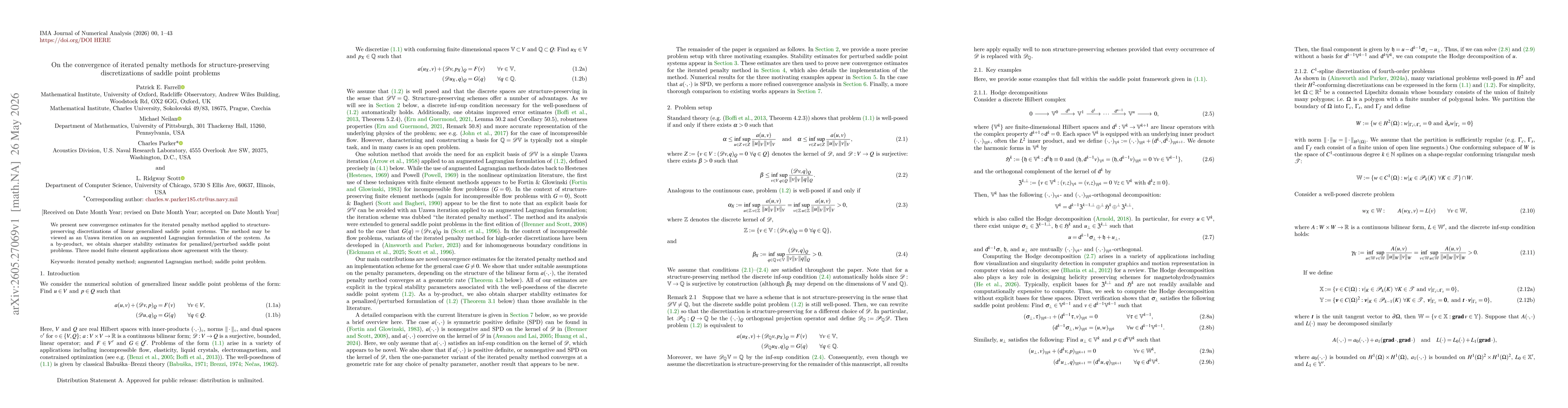 Thumbnail for On the convergence of iterated penalty methods for structure-preserving discretizations of saddle point problems