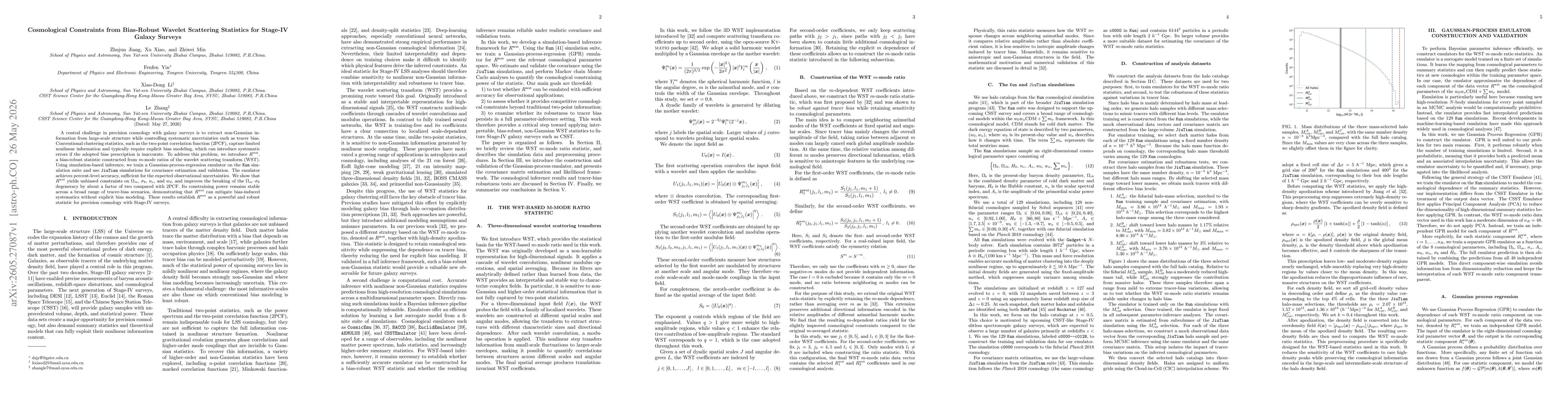 Thumbnail for Cosmological Constraints from Bias-Robust Wavelet Scattering Statistics for Stage-IV Galaxy Surveys