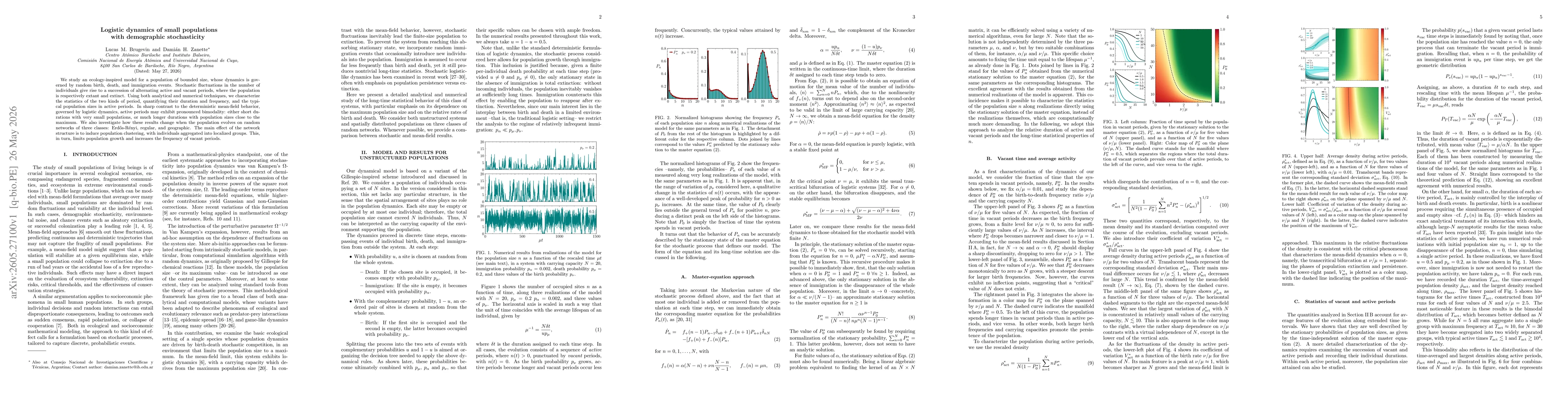 Thumbnail for Logistic dynamics of small populations with demographic stochasticity