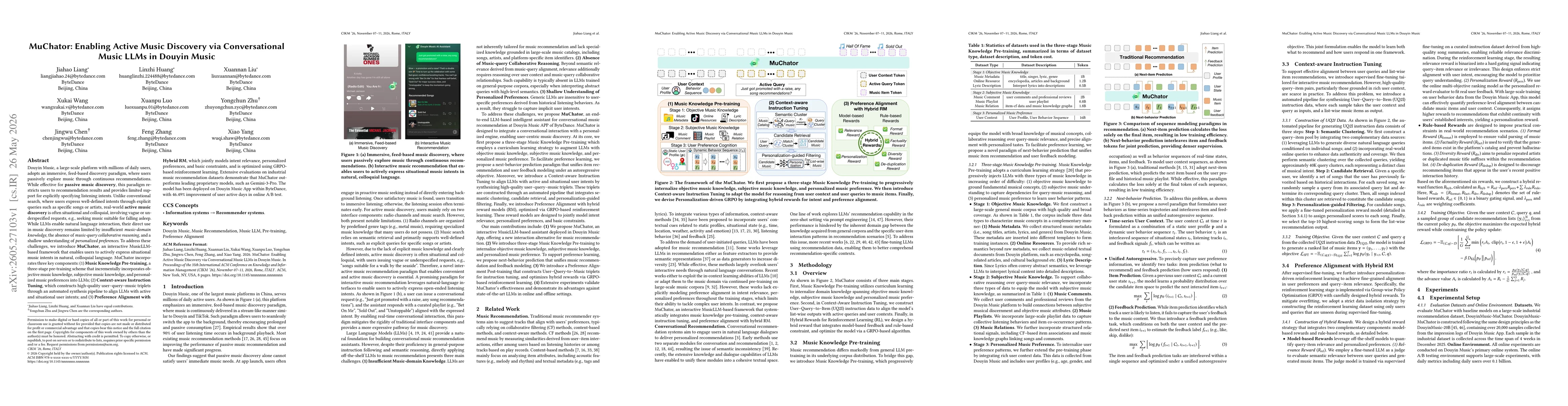 Thumbnail for MuChator: Enabling Active Music Discovery via Conversational Music LLMs in Douyin Music