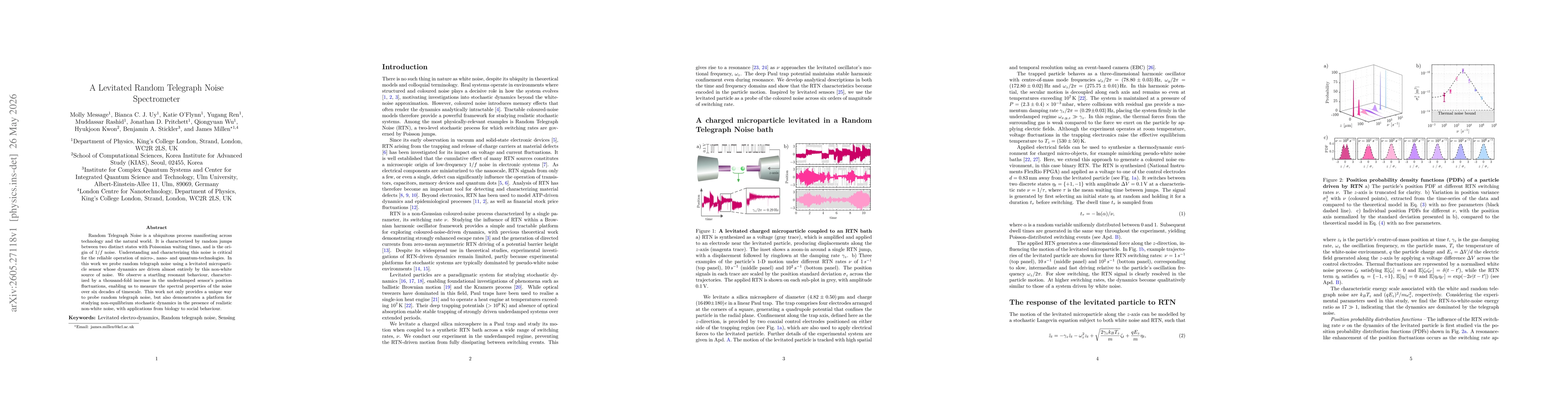 Thumbnail for A Levitated Random Telegraph Noise Spectrometer