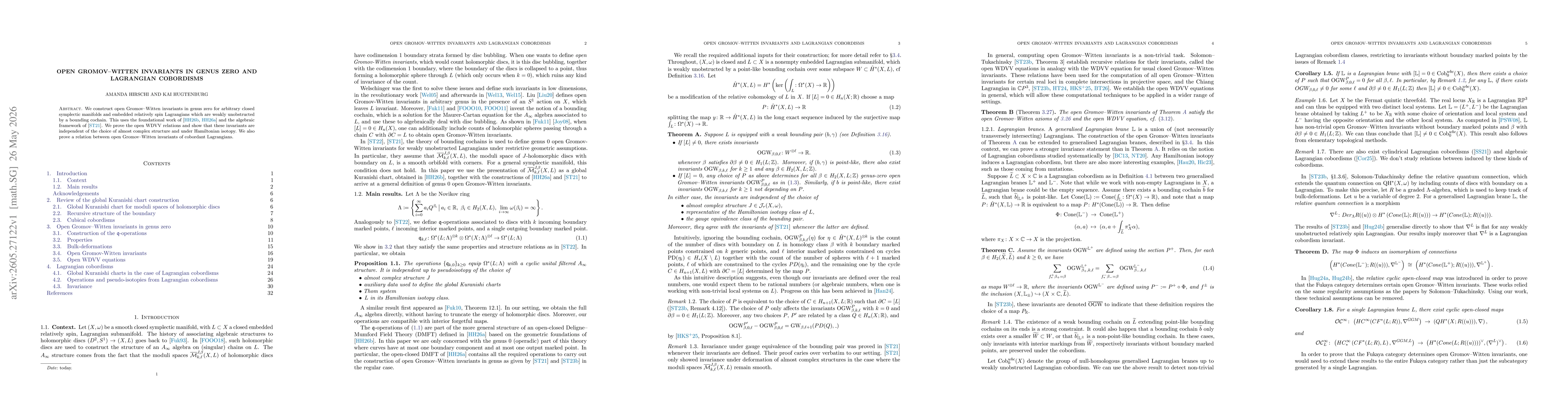 Thumbnail for Open Gromov-Witten invariants in genus zero and Lagrangian cobordisms