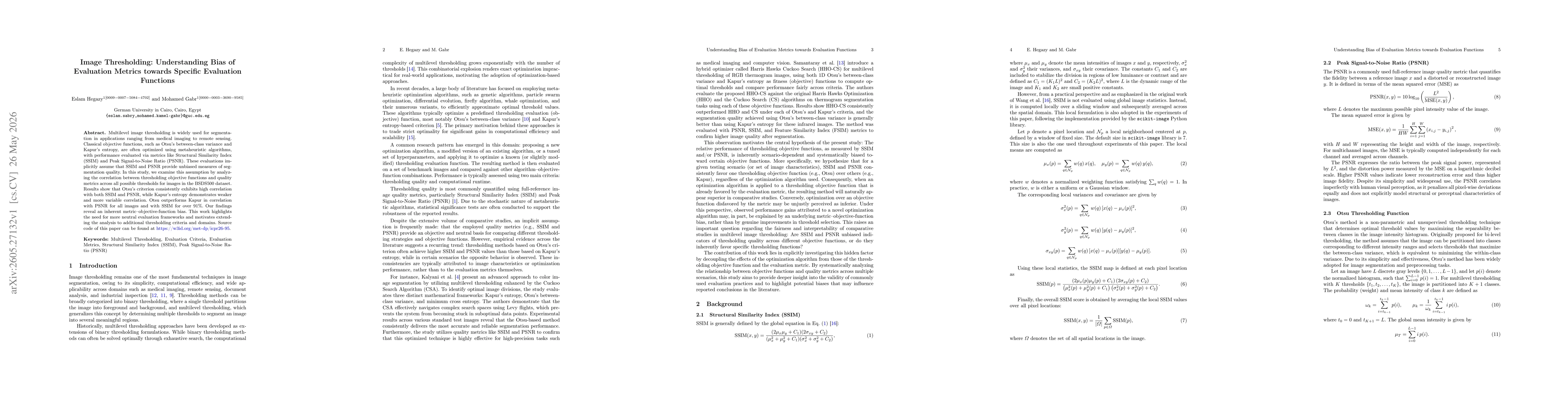 Thumbnail for Image Thresholding: Understanding Bias of Evaluation Metrics towards Specific Evaluation Functions