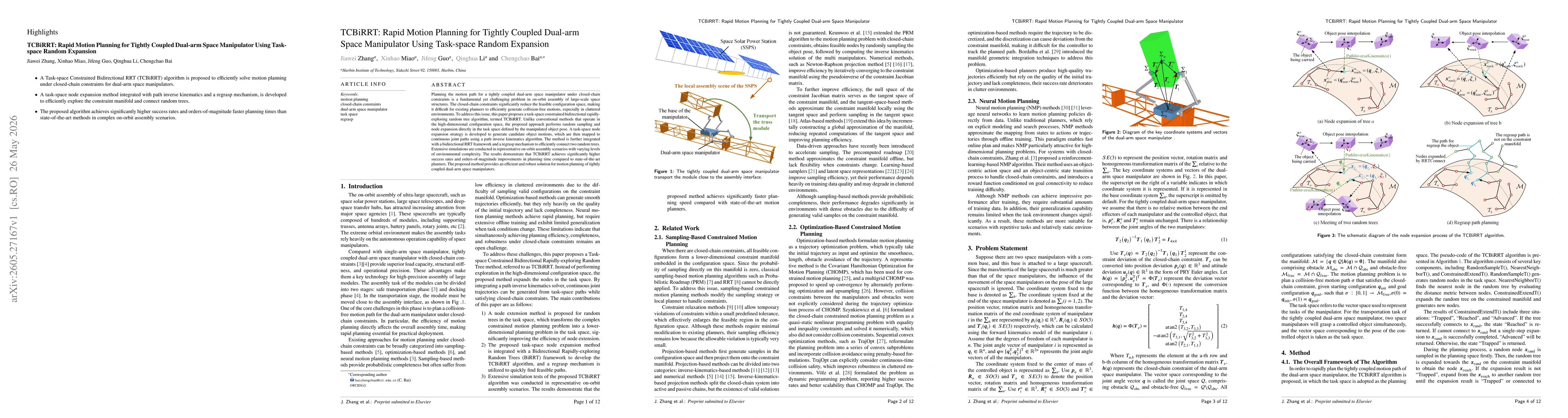 Thumbnail for TCBiRRT: Rapid Motion Planning for Tightly Coupled Dual-arm Space Manipulator Using Task-space Random Expansion