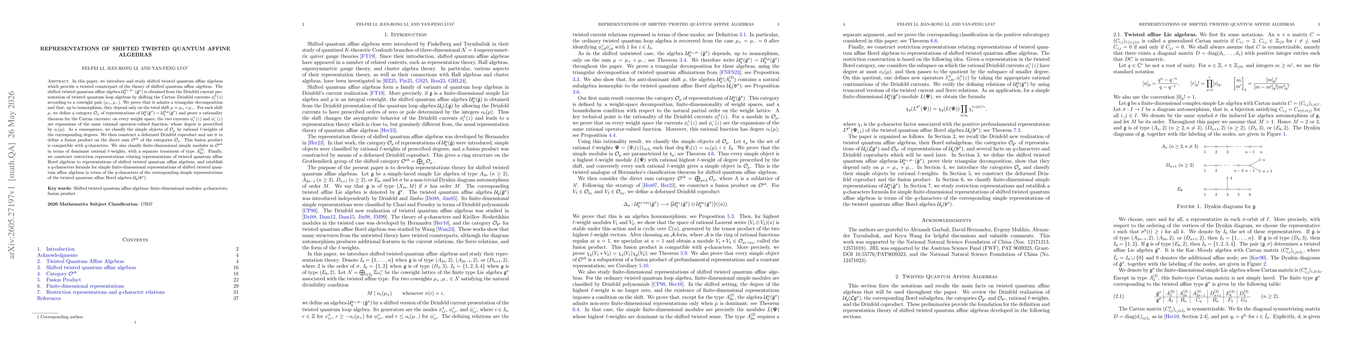 Thumbnail for Representations of shifted twisted quantum affine algebras