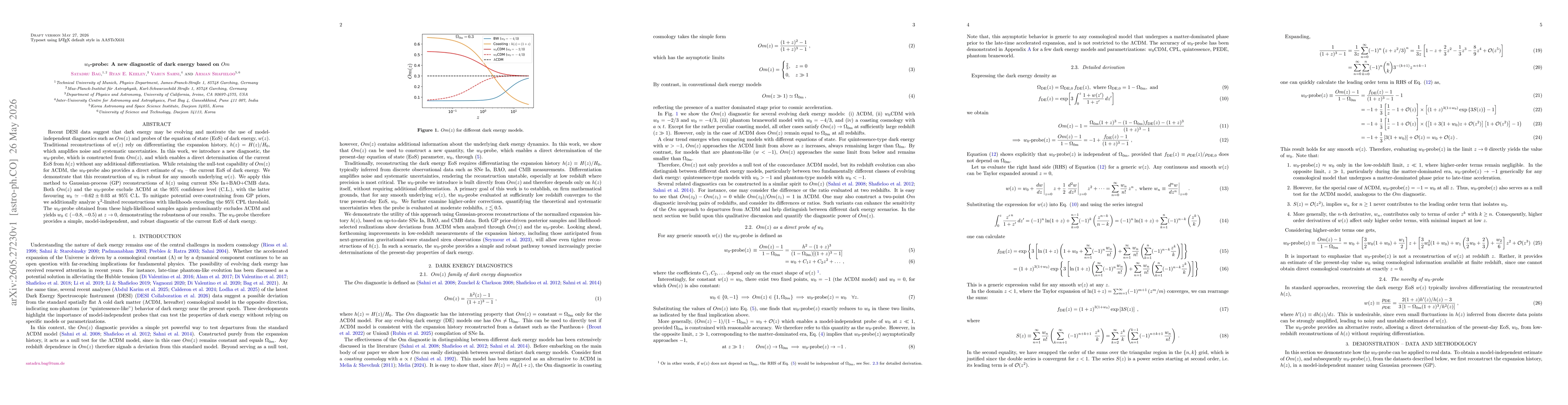 Thumbnail for $w_0$-probe: A new diagnostic of dark energy based on $Om$