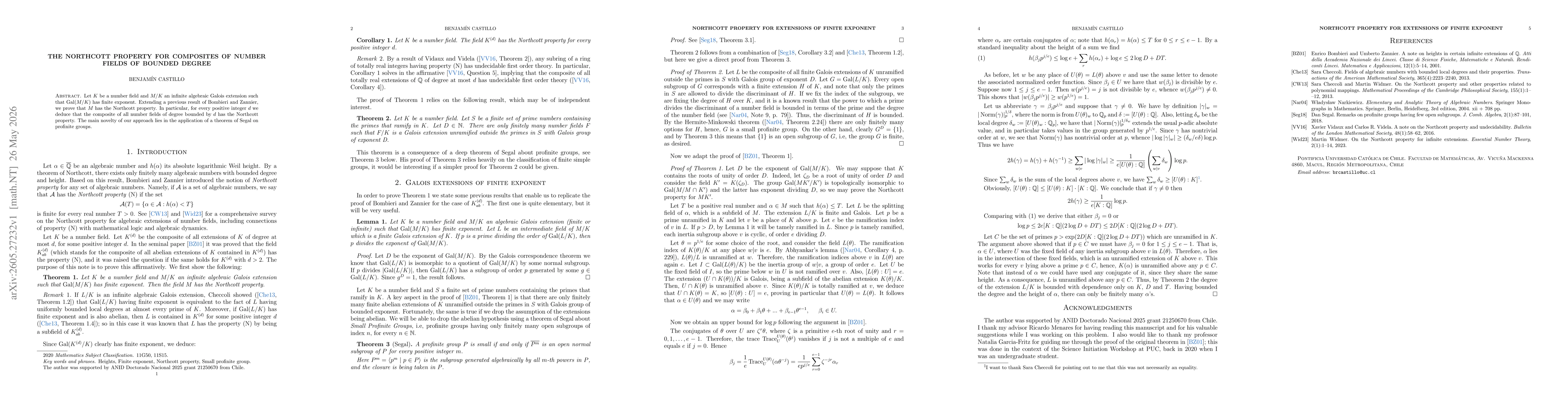 Thumbnail for The Northcott Property for Composites of Number Fields of Bounded Degree