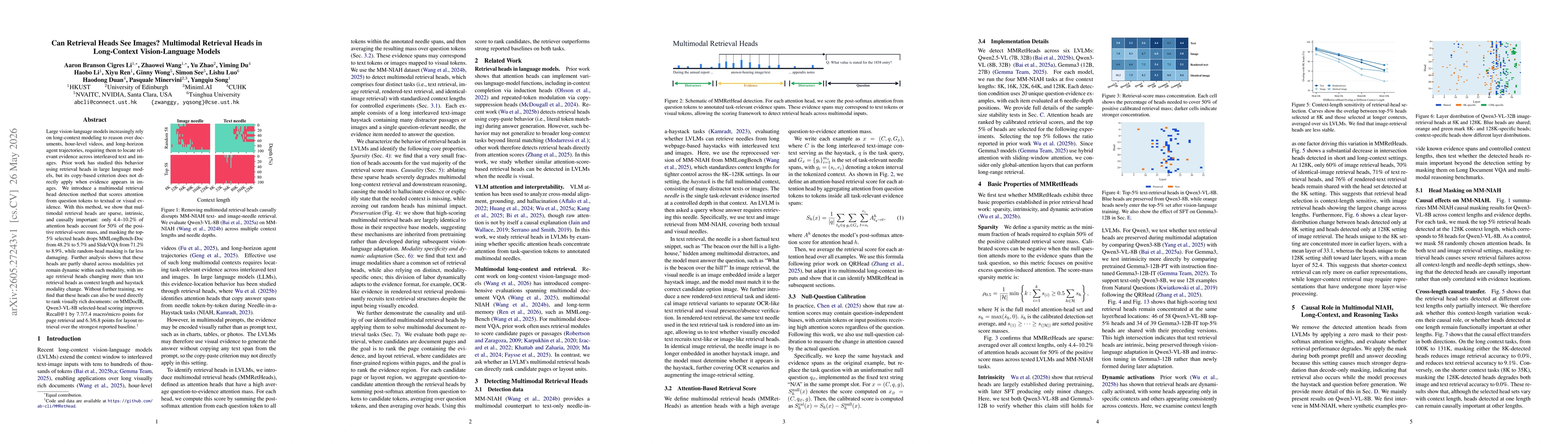 Thumbnail for Can Retrieval Heads See Images? Multimodal Retrieval Heads in Long-Context Vision-Language Models