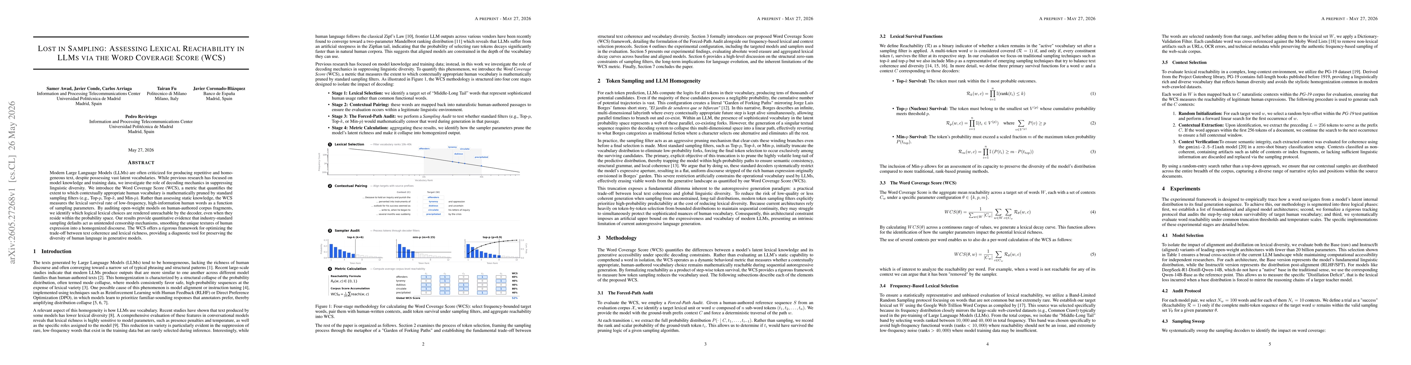 Thumbnail for Lost in Sampling: Assessing Lexical Reachability in LLMs via the Word Coverage Score (WCS)