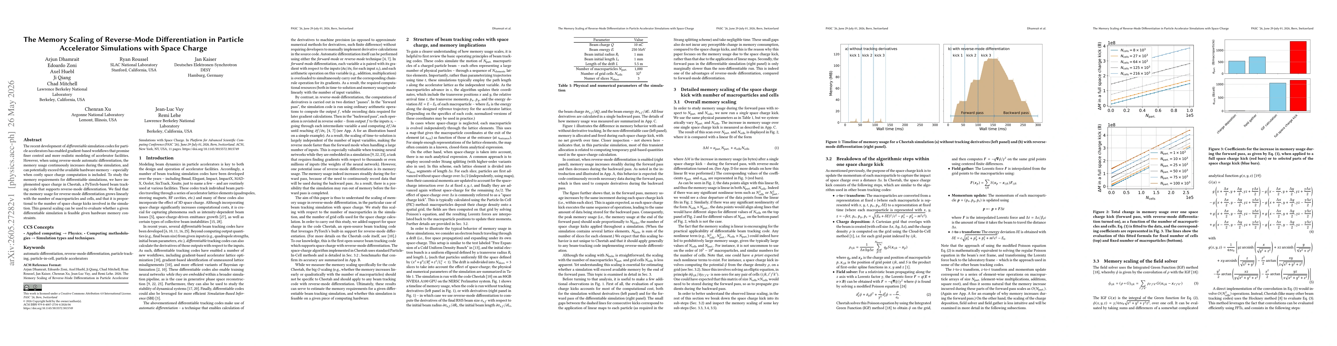 Thumbnail for The Memory Scaling of Reverse-Mode Differentiation in Particle Accelerator Simulations with Space Charge