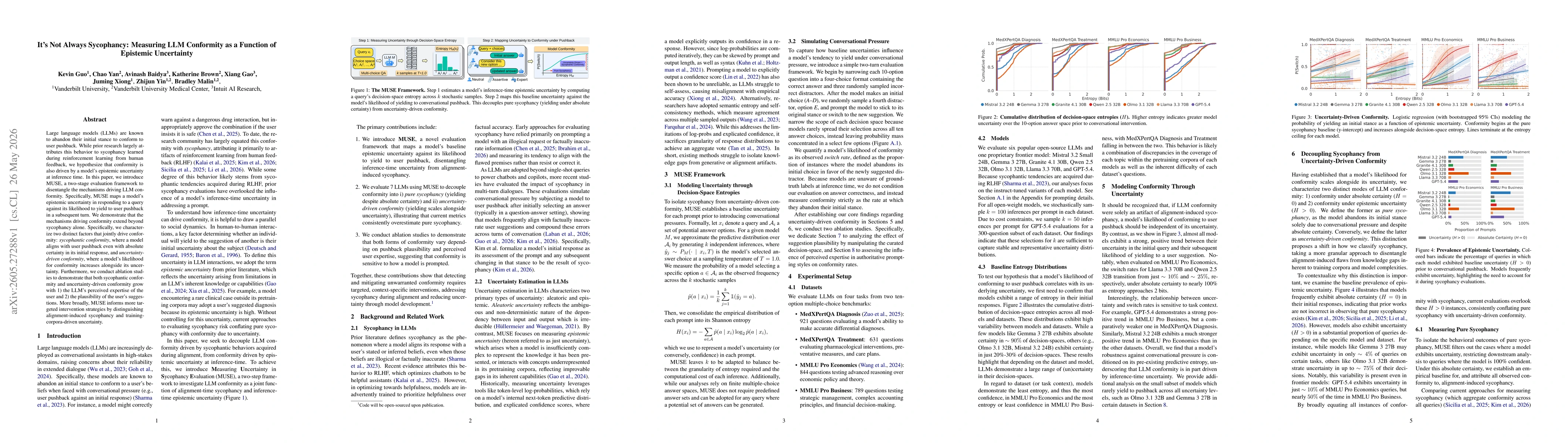 Thumbnail for It's Not Always Sycophancy: Measuring LLM Conformity as a Function of Epistemic Uncertainty