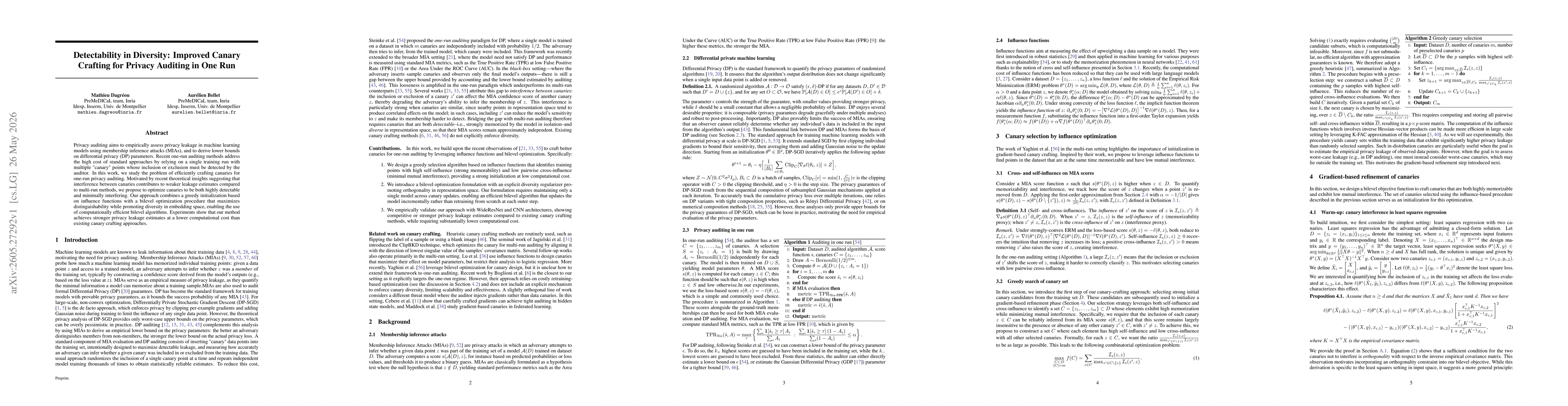Thumbnail for Detectability in Diversity: Improved Canary Crafting for Privacy Auditing in One Run