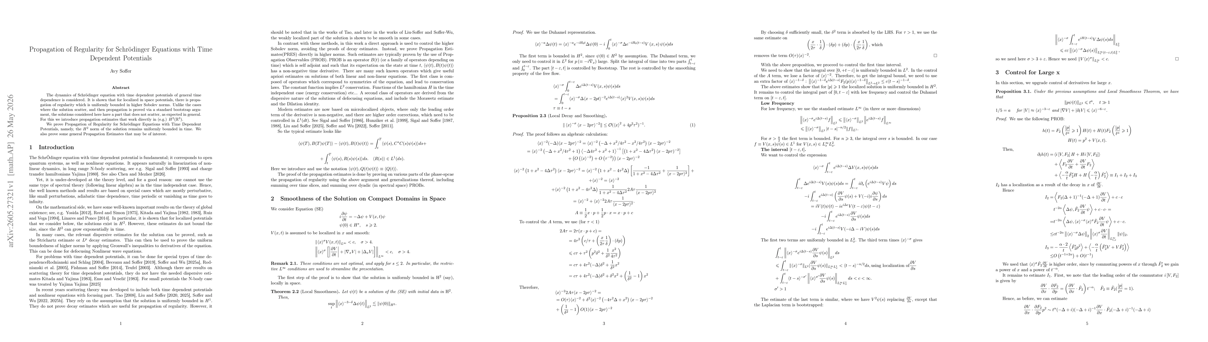 Thumbnail for Propagation of Regularity for Schroedinger Equations with Time Dependent Potentials