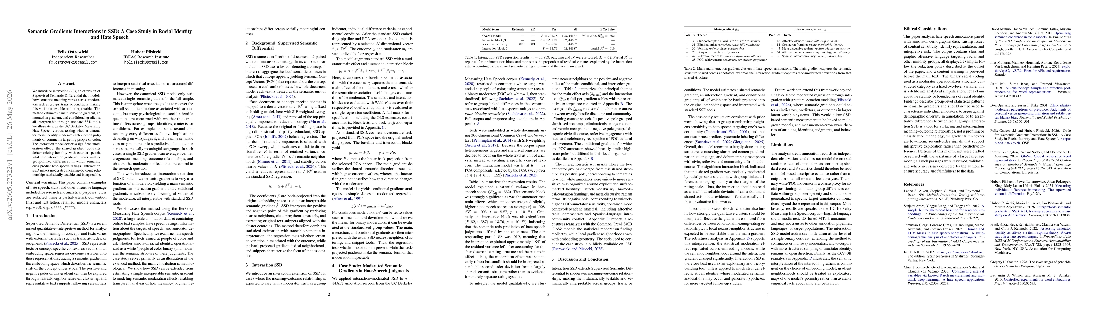 Thumbnail for Semantic Gradients Interactions in SSD: A Case Study in Racial Identity and Hate Speech