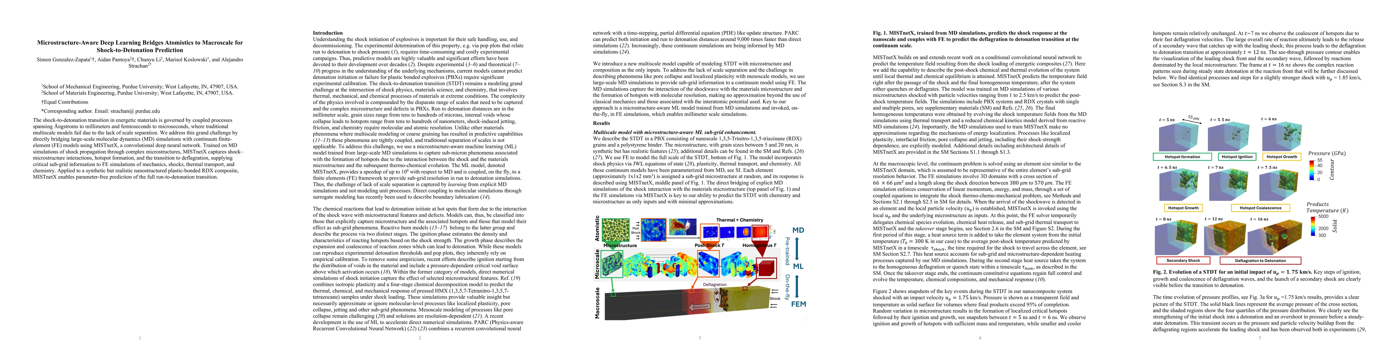 Thumbnail for Microstructure-Aware Deep Learning Bridges Atomistics to Macroscale for Shock-to-Detonation Prediction