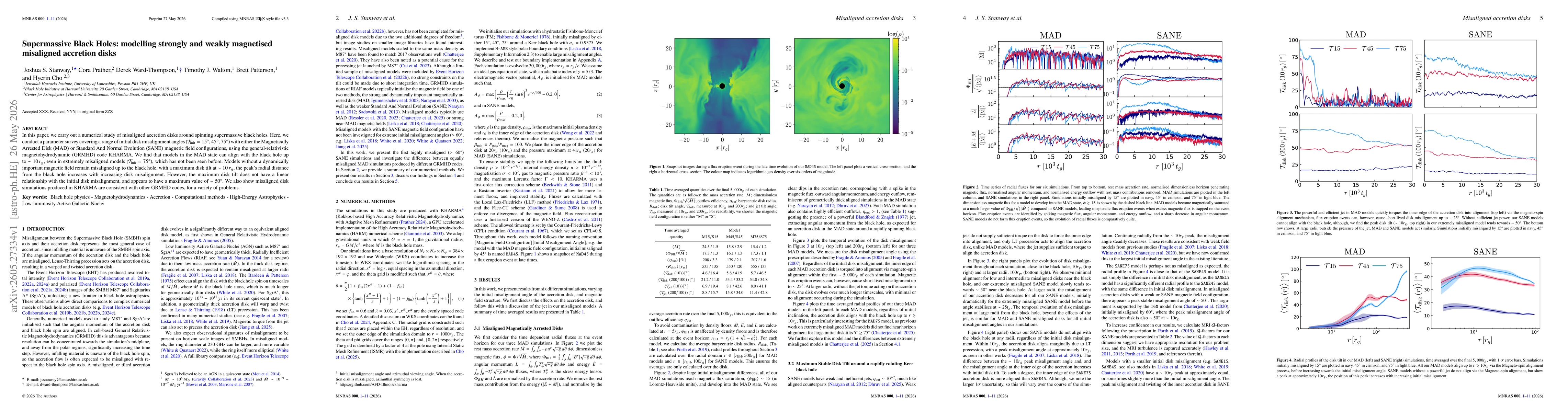 Thumbnail for Supermassive Black Holes: modelling strongly and weakly magnetised misaligned accretion disks