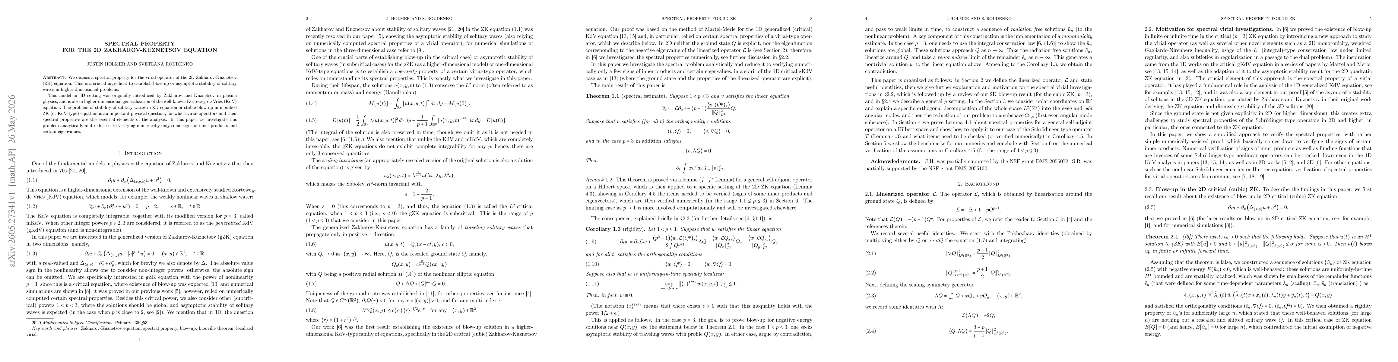 Thumbnail for Spectral property for the 2D Zakharov-Kuznetsov equation