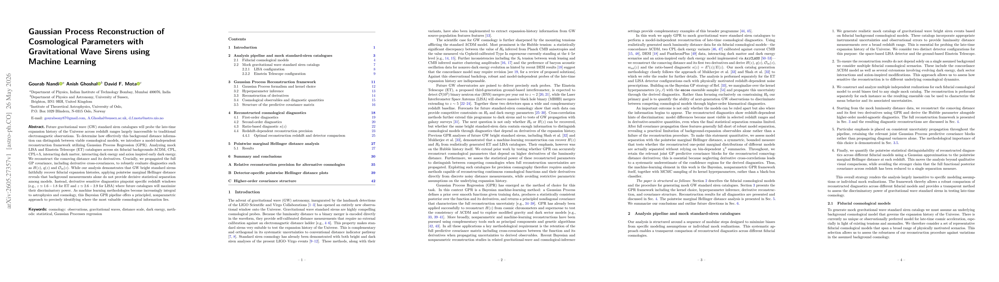 Thumbnail for Gaussian Process Reconstruction of Cosmological Parameters with Gravitational Wave Sirens using Machine Learning