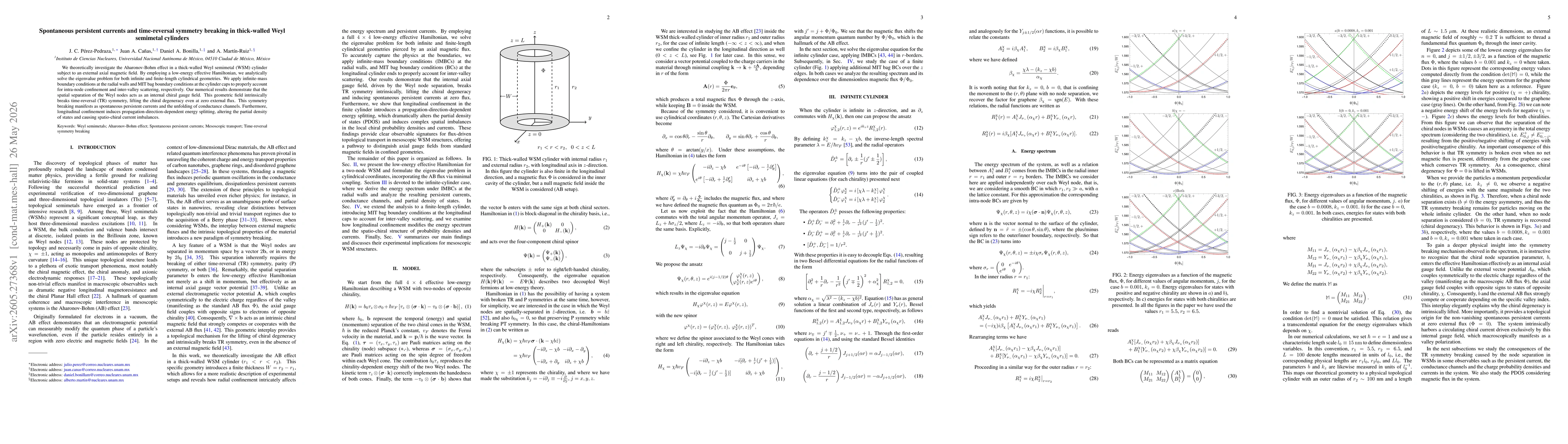 Thumbnail for Spontaneous persistent currents and time-reversal symmetry breaking in thick-walled Weyl semimetal cylinders