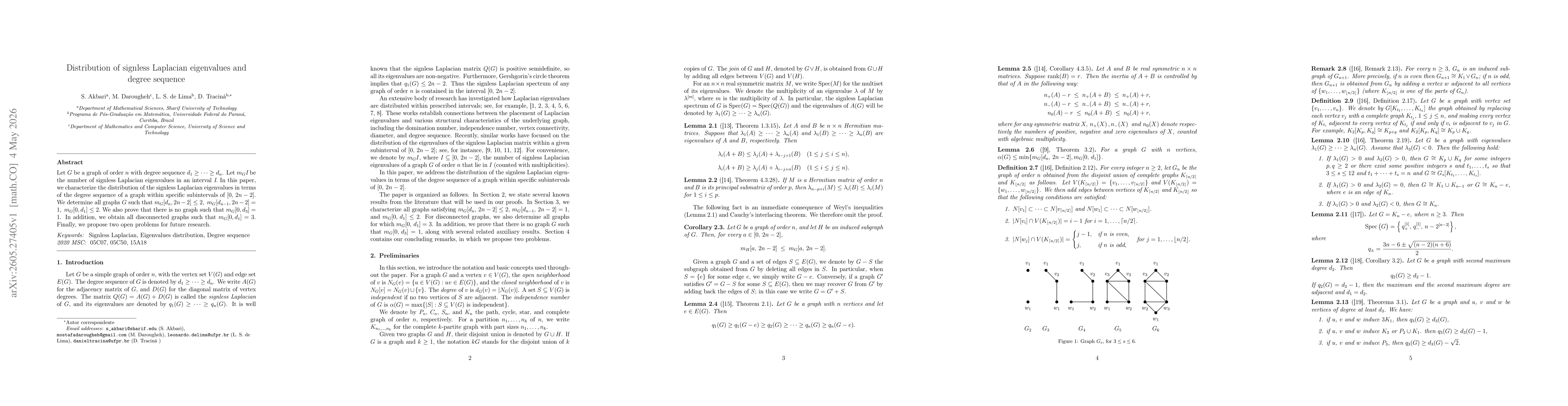 Thumbnail for Distribution of signless Laplacian eigenvalues and degree sequence