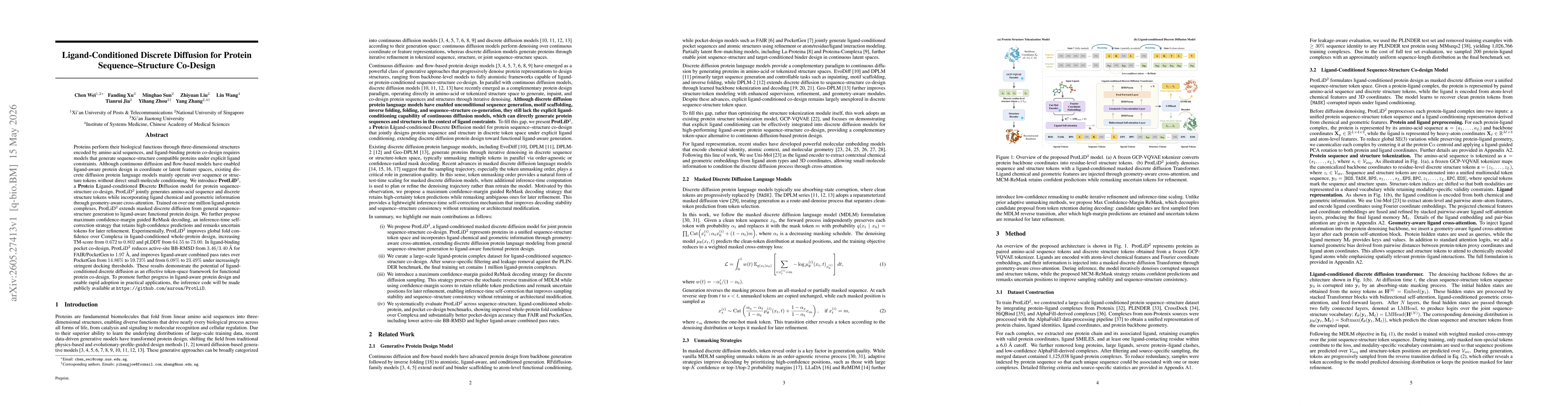 Thumbnail for Ligand-Conditioned Discrete Diffusion for Protein Sequence-Structure Co-Design