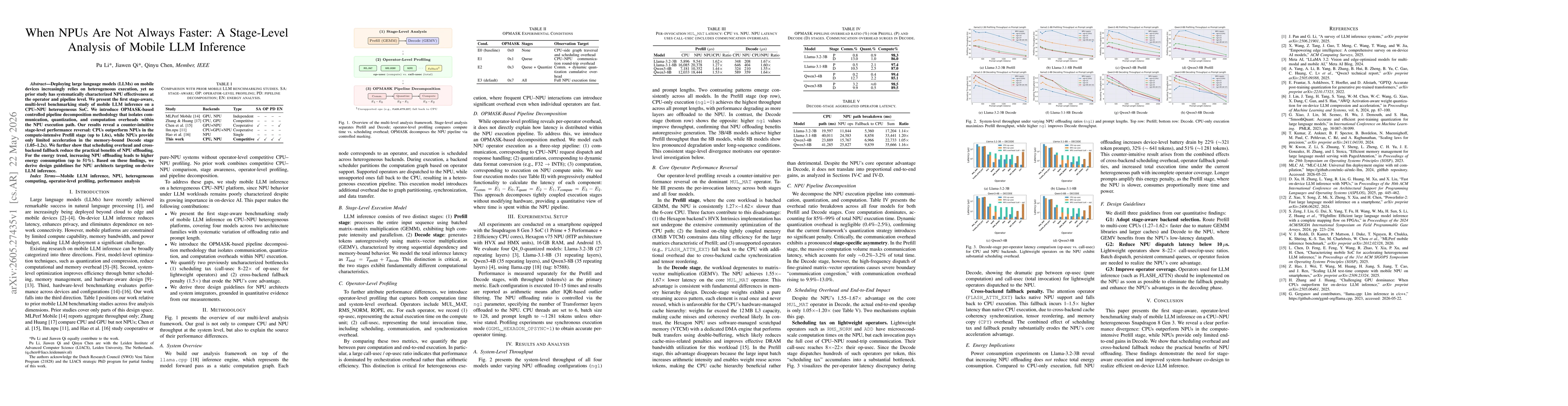 Thumbnail for When NPUs Are Not Always Faster: A Stage-Level Analysis of Mobile LLM Inference