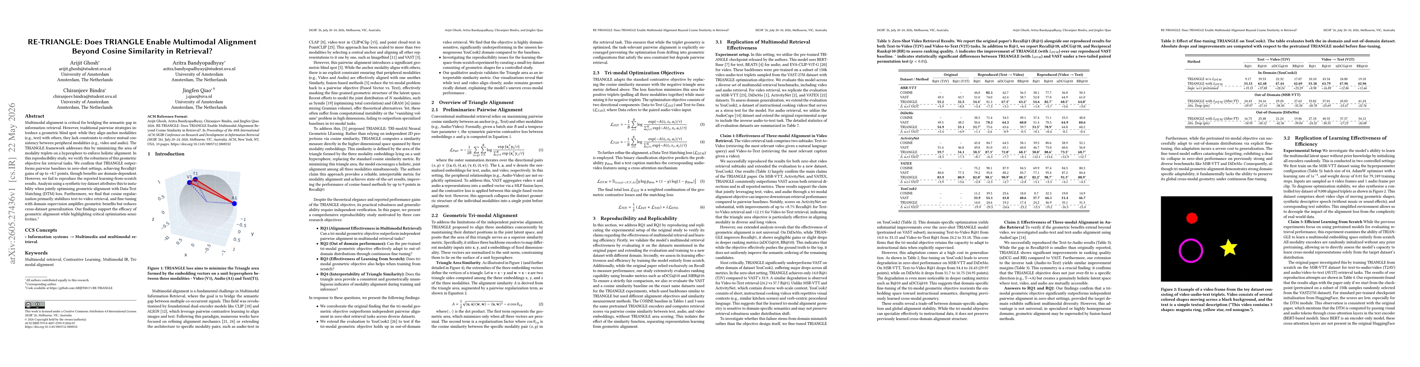 Thumbnail for RE-TRIANGLE: Does TRIANGLE Enable Multimodal Alignment Beyond Cosine Similarity in Retrieval?