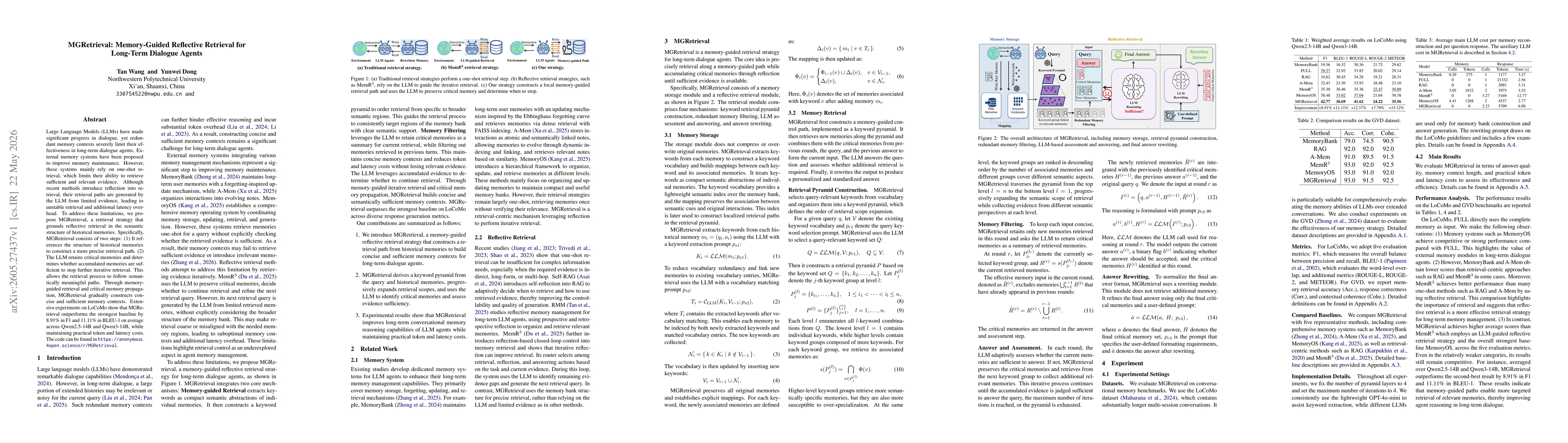 Thumbnail for MGRetrieval: Memory-Guided Reflective Retrieval for Long-Term Dialogue Agents