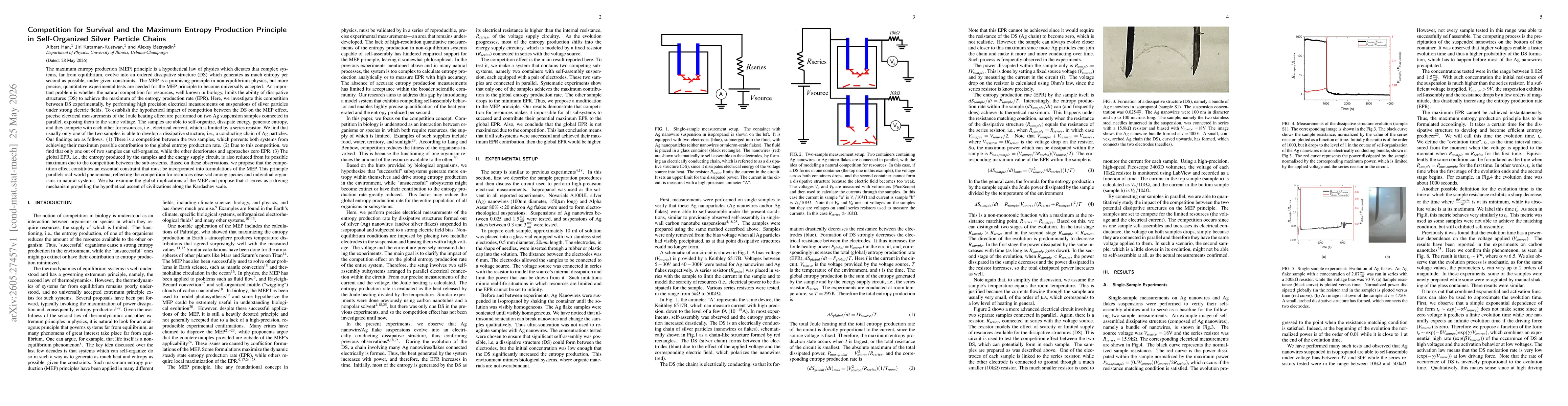 Thumbnail for Competition for Survival and the Maximum Entropy Production Principle in Self-Organized Silver Particle Chains