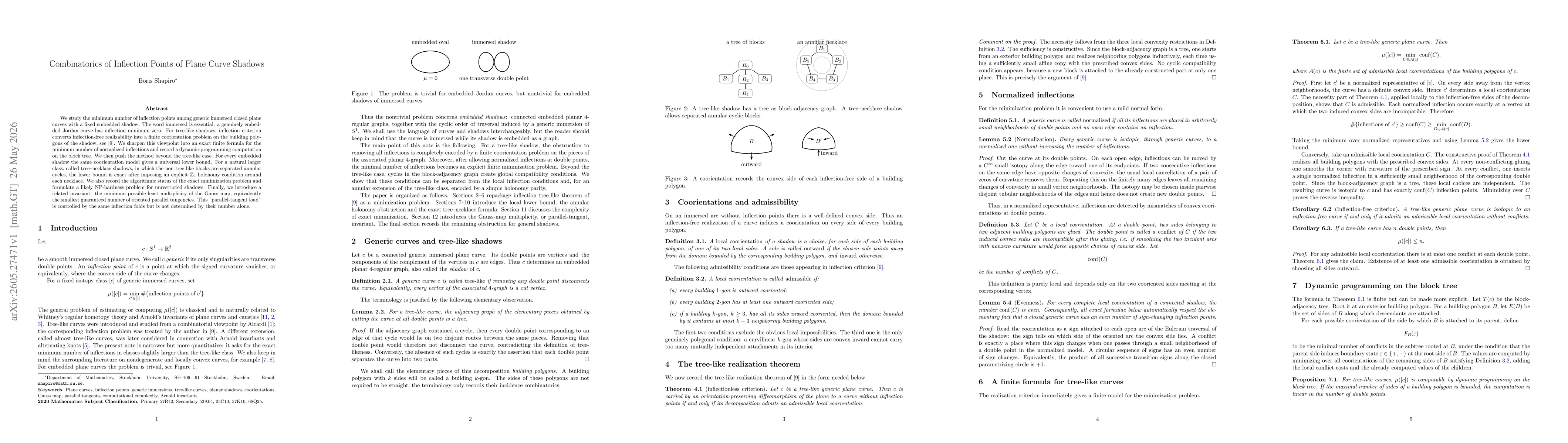Thumbnail for Combinatorics of Inflection Points of Plane Curve Shadows